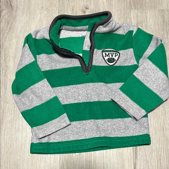 4/$20 Carters Green and Gray Striped Kids Shirt 18M - Picture 1 of 1